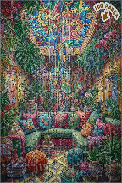 Teona Ahşap لغز خشبي مؤطر ذو طابقين بتصميم كوخ الغابة السحري مع مظهر لوحة زيت...