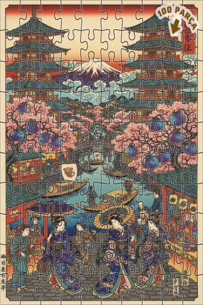 Teona Ahşap Japon Sanatı Ukiyo E Görünümlü Çift Katlı Çerçeveli Ahşap Puzzle ...