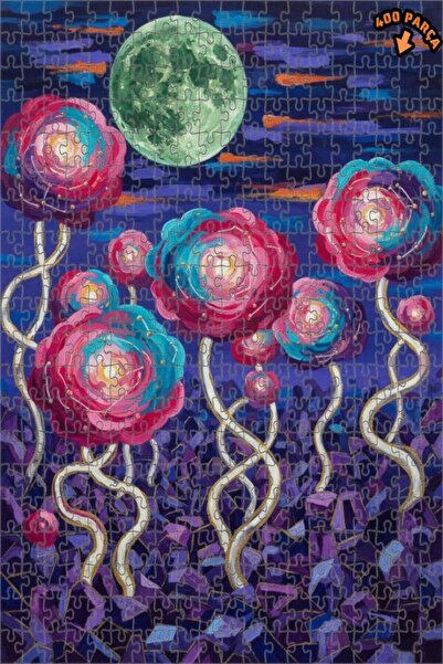 Teona Ahşap زهور ملونة في ضوء القمر الغامض تبدو كالرسم الزيتي 400 قطعة 35x35