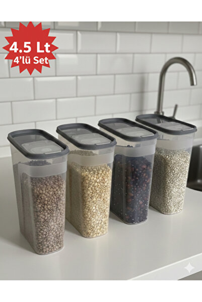 Alkanev وعاء تخزين طعام بولي تايم مكون من 4 قطع، لون أنثراسايت (4 لتر)