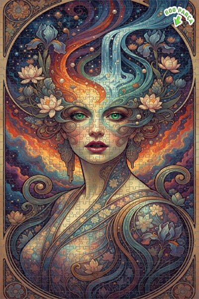 Teona Ahşap لغز خشبي بتصميم مستوحى من فن زهرة الروح القديمة المتفتحة، 800 قطع...