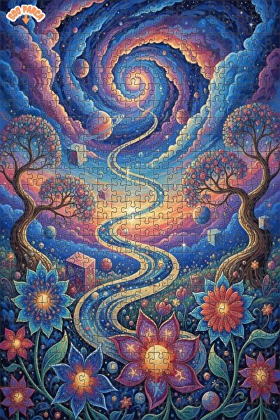 Teona Ahşap Dream World Cosmic Journey Oil Painting Lookalike Double Layer Fr...