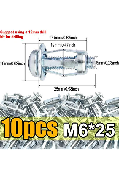 Choice1 10 قطع من صواميل تثبيت براغي بتلات M6، مثبتات براغي، سدادات توسيع بتل...