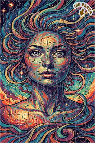 Teona Ahşap لوحة زيتية لصورة امرأة فلكية، لغز خشبي مؤطر بطبقتين، 100 قطعة، 25×25