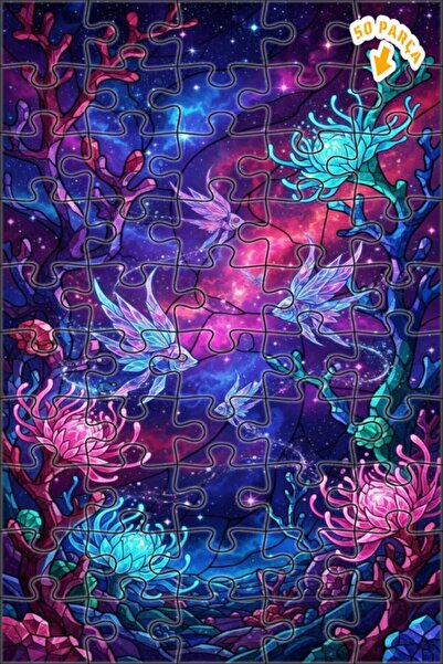 Teona Ahşap لغز خشبي رائع على شكل سمكة حورية البحر المتألقة من جالاكسي دبل فل...