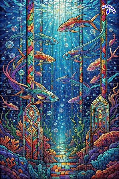 Teona Ahşap لغز خشبي على شكل عالم تحت البحر السحري للأسماك الملونة بمظهر الزج...