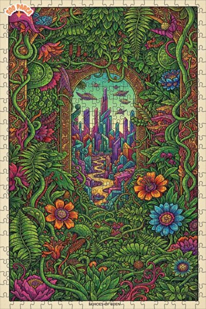 Teona Ahşap لغز المدينة الغامضة في الغابة، لغز خشبي ذو طابقين، 500 قطعة، 50x3...