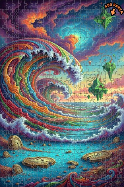 Teona Ahşap لغز خشبي مؤطر بطبقتين بمظهر لوحة زيتية لـ "أمواج العالم الخيالي" ...