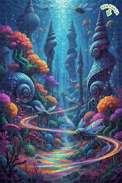 Teona Ahşap لغز خشبي على شكل مدينة الغواصة السحرية مزين بالألوان الزيتية 800 ...