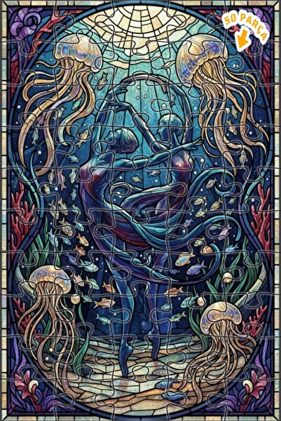 Teona Ahşap لغز خشبي مؤطر ذو طبقتين بتصميم عمل فني لحفلات الباليه تحت الماء 5...