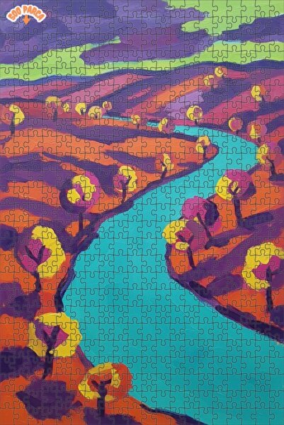 Teona Ahşap ألوان نابضة بالحياة، مشهد نهري، لوحة زيتية، لغز خشبي مؤطر ذو طابق...