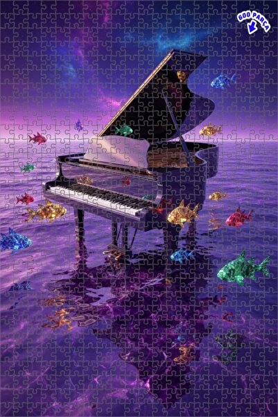 Teona Ahşap لغز خشبي مؤطر ذو طبقتين بتصميم لوحة زيتية لسمكة البيانو السيمفوني...