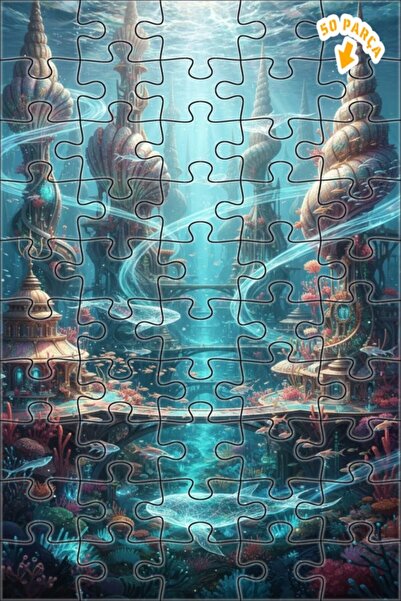 Teona Ahşap لغز خشبي بإطار مزدوج الطبقات بتصميم مدينة تحت الماء رائعة، 50 قطع...