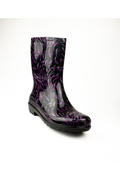 BABALİ 1991 Mor Kısa Kadın Yağmur Çizmesi