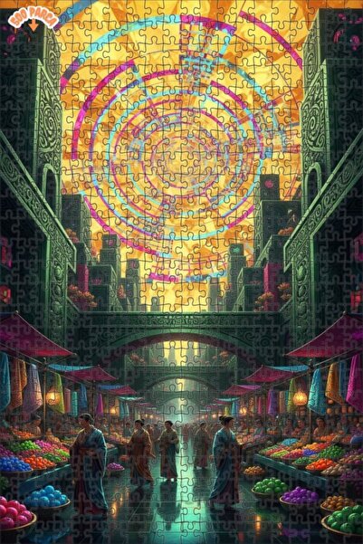 Teona Ahşap لوحة زيتية لمشهد سوق رائع 500 قطعة مقاس 50x30