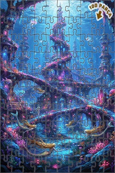 Teona Ahşap لغز خشبي مؤطر بطبقتين بتصميم ملكية حورية البحر بمظهر فني مائي 100...