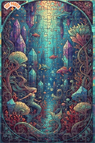 Teona Ahşap لغز فني على شكل حورية البحر من غابة الكريستال بمظهر لوحة زيتية 15...