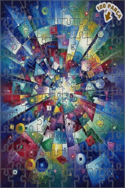 Teona Ahşap لغز خشبي بإطار ذو طابقين بمظهر فني تجريدي هندسي ديناميكي، 100 قطع...