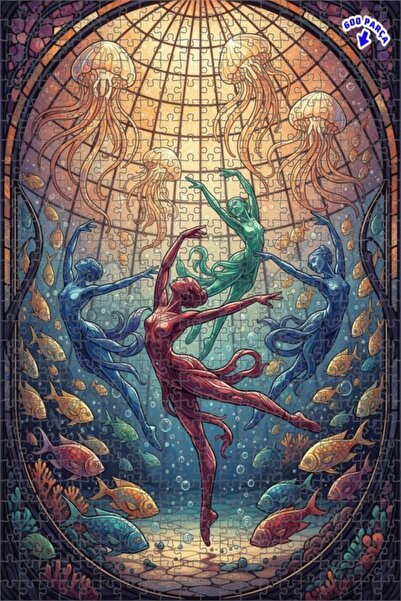 Teona Ahşap لغز خشبي ذو طبقتين على شكل راقصات الباليه ووحوش البحر بأسلوب آرت ...