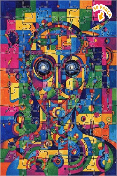 Teona Ahşap لغز خشبي مؤطر ذو طبقتين من كوزميك جلايز للرسم التجريدي، 50 قطعة، ...