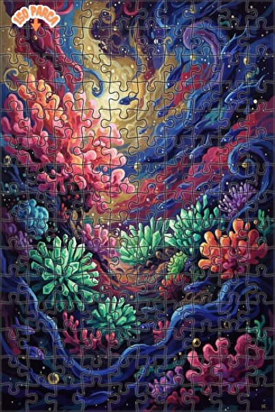 Teona Ahşap Colorful Submarine Crystal Forest Oil Painting Double-Decker Fram...