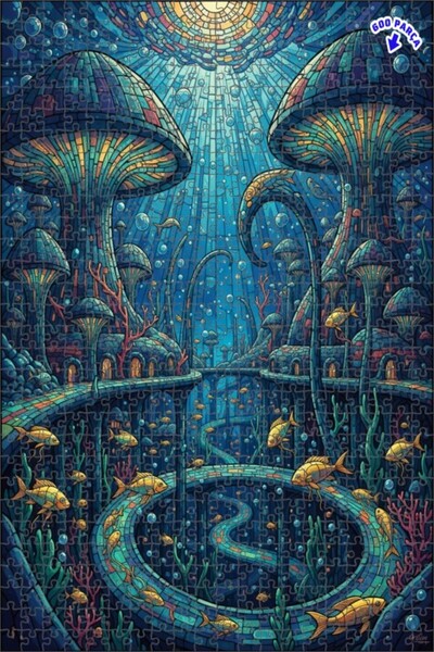 Teona Ahşap لغز القلعة الغامضة تحت البحر 600 قطعة 50x35