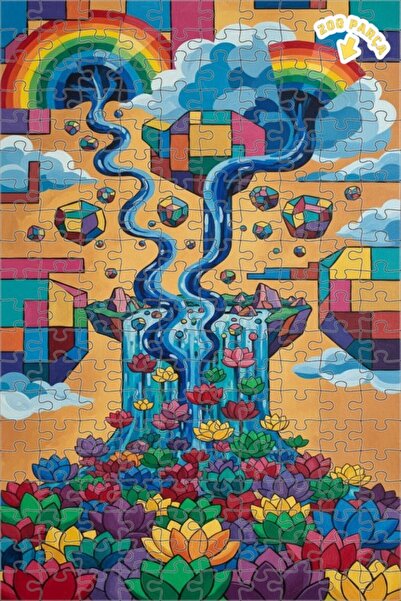 Teona Ahşap المشاهد المرئية: قطرات الماء الملونة وشلال الزهور 200 قطعة 25x35