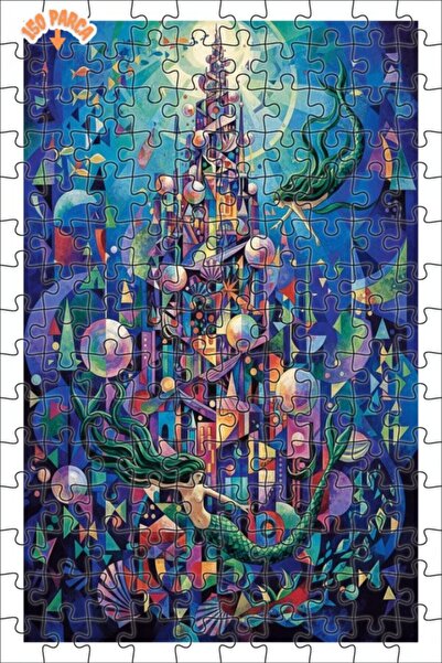 Teona Ahşap لغز خشبي مؤطر بطبقتين من ماركة Sea Mermaid Castle بتصميم هندسي فن...