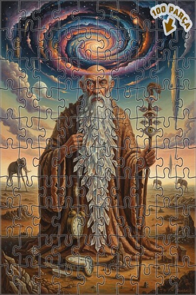 Teona Ahşap لغز خشبي بتصميم رسم زيتي لرحلة الرجل الحكيم المسن في الفضاء، 100 ...