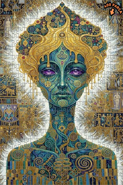 Teona Ahşap لغز خشبي مؤطر ذو طبقتين مستوحى من غوستاف كليمت بورق الذهب، 400 قط...