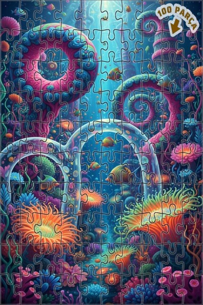 Teona Ahşap لغز خشبي رائع بإطار مزدوج الطبقات بتصميم لوحة زيتية لحلم تحت البح...