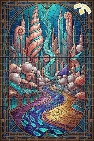 Teona Ahşap لغز خشبي فني على طراز الآرت ديكو بمظهر مدينة البحر السحرية، 200 ق...