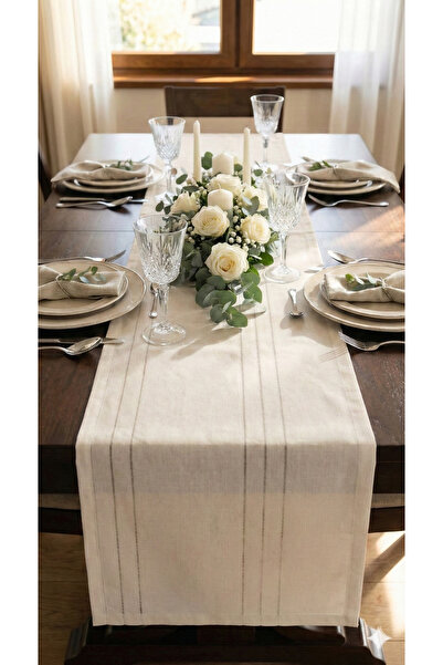 Miabella Home Τραπεζομάντηλο 35x145 εκ. Τραπεζομάντηλο σαλονιού με λινό όψη γ...