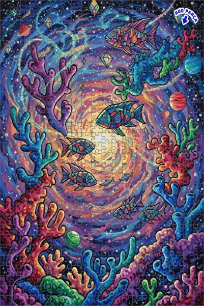 Teona Ahşap لغز خشبي مؤطر ذو طبقتين بمظهر لوحة زيتية لعالم الأسماك المرجانية ...