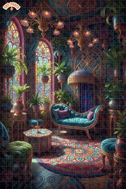 Teona Ahşap Magical Garden Room Oil Painting Look Double Layer Framed Wooden ...