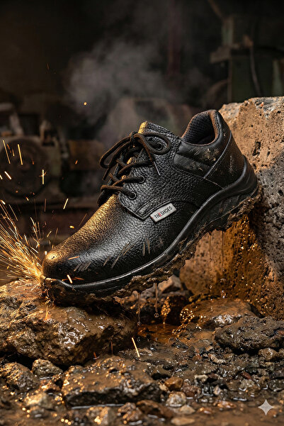 THE SHOESS İŞ AYAKKABISI BAĞCIKLI ÇELİK BURUNLU SİYAH DÖRT MEVSİM