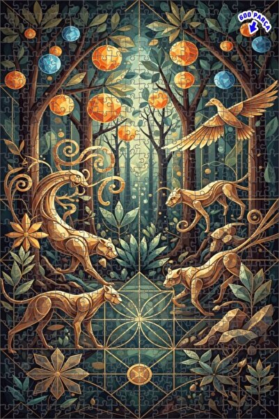 Teona Ahşap ألغاز خشبية ذات إطار مزدوج الطبقات من جولدن فورست بانثرز، 600 قطع...