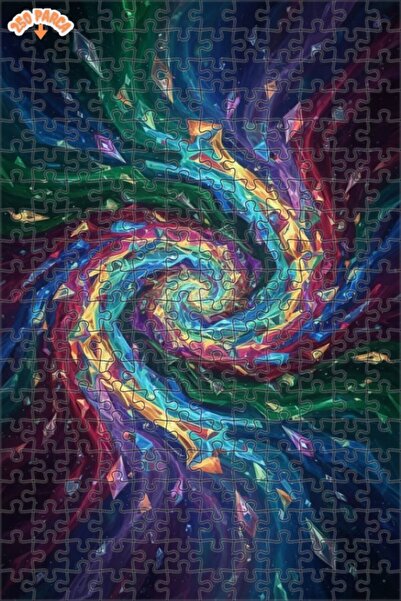Teona Ahşap Rainbow Galaxy Spiral View Oil Painting Double-Layer Framed Woode...