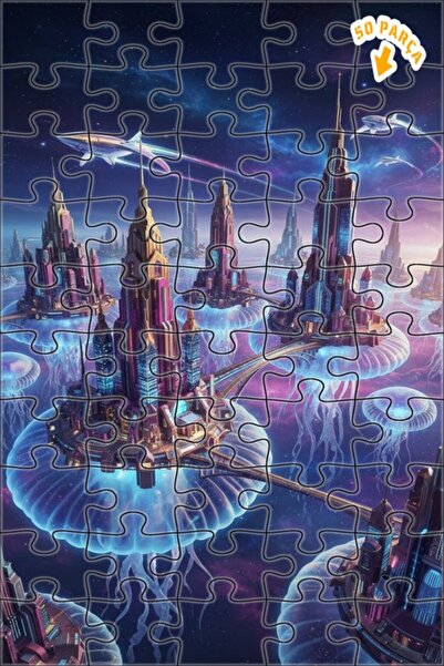 Teona Ahşap لغز خشبي ذو طبقتين من سلسلة مدن قنديل البحر المجرية، 50 قطعة، مقا...