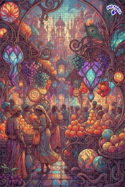 Teona Ahşap لغز خشبي مؤطر ذو طبقتين بمظهر مائي من سوق الشرق السحري، 600 قطعة،...