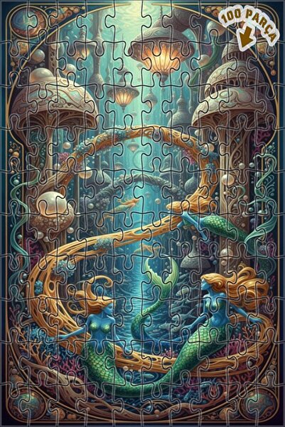 Teona Ahşap لغز خشبي مؤطر ذو طبقتين بتصميم حكاية حورية البحر السحرية، 100 قطع...