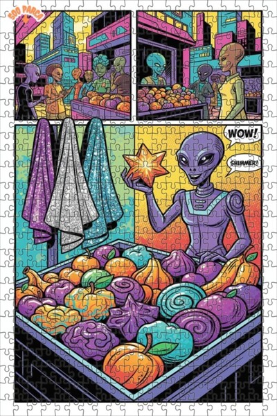 Teona Ahşap لغز خشبي ملون ذو طبقتين بإطار من سوق الفضائيين 500 قطعة 50x30