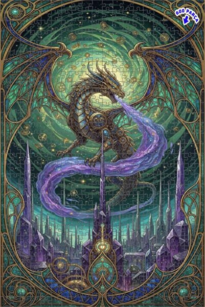 Teona Ahşap لغز خشبي مؤطر من طبقتين من ميستيك دراجون جالاكسي آرت، 600 قطعة، 5...