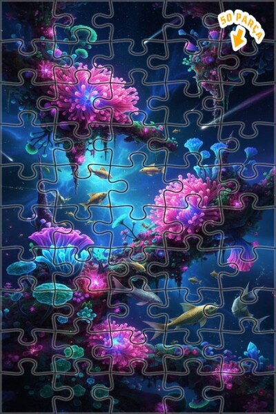 Teona Ahşap لغز خشبي رائع ذو طبقتين بإطار يشبه لوحة زيتية لمنظر عالم تحت الما...