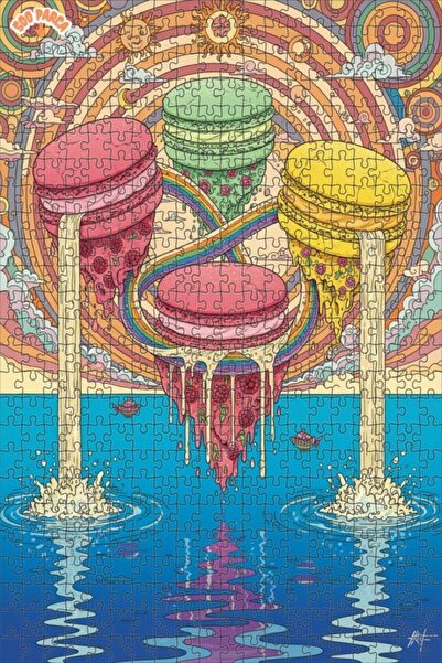 Teona Ahşap Colorful Macaron Waterfall Double Layer Framed Wooden Puzzle 500 ...