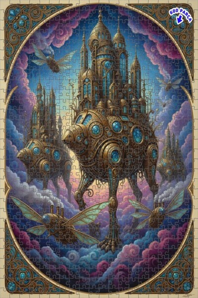 Teona Ahşap لعبة ألغاز خشبية بإطار مزدوج الطبقات من ستيمبانك ميك شاتو فلاينج ...