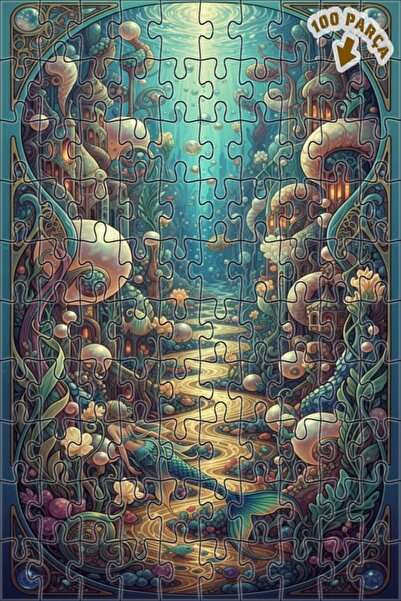 Teona Ahşap لوحة زيتية لمنظر حورية البحر الخيالية 100 قطعة مقاس 25x25