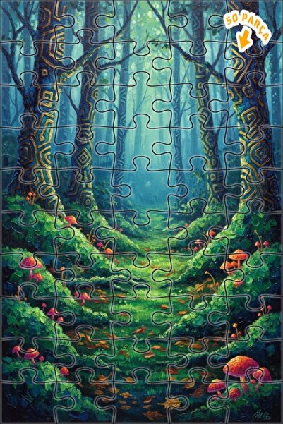 Teona Ahşap لغز خشبي مؤطر ذو طابقين بتصميم رسم زيتي لرحلة في الغابة السحرية 5...