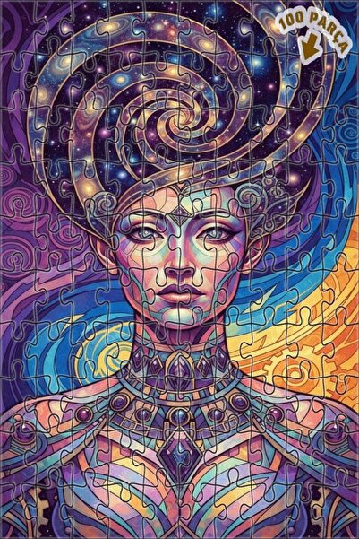 Teona Ahşap لغز خشبي مؤطر ذو طبقتين بتصميم لوحة مائية لصورة امرأة فلكية 100 ق...