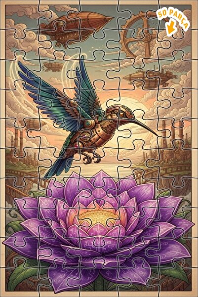 Teona Ahşap لغز خشبي ميكانيكي على شكل طائر الطنان وزهرة اللوتس، مكون من طبقتي...